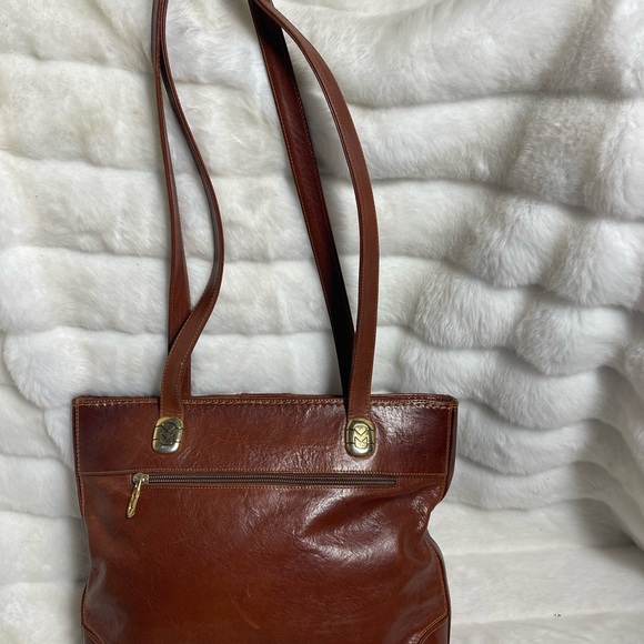Marino Orlandi Vintage Leather brown Medium shoulder bag with gold tone accents - Picture 3 of 13